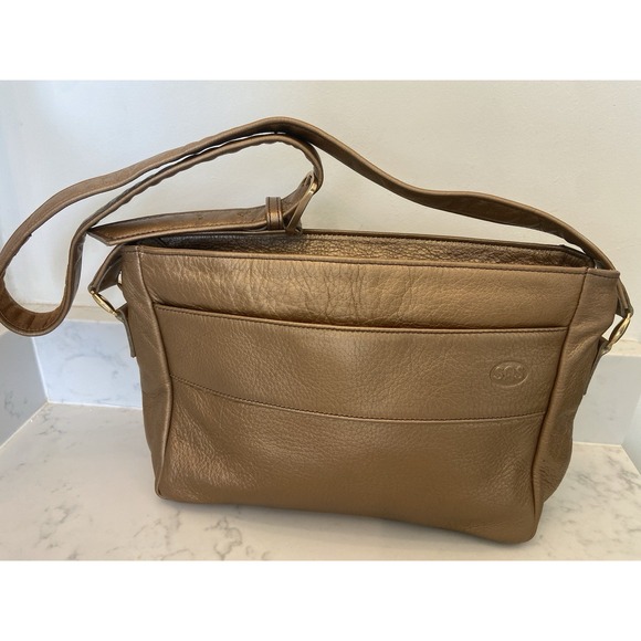 SAS Handbags - SAS Vintage Purse Gold Pebbled Leather Shoulder Bag Original Charm Gorgeous EUC